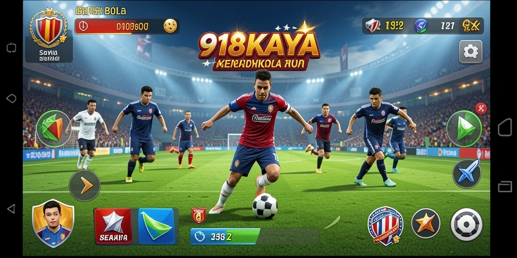 Tampilan gameplay <strong>918KAYA</strong> dalam aksi sepak bola yang mendebarkan.