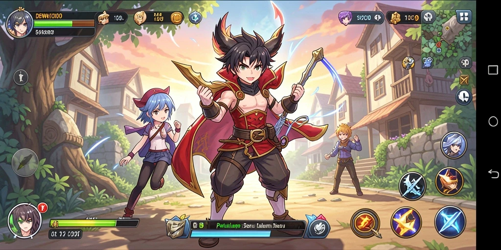 Screenshot menunjukkan karakter beraksi di dunia anime yang memukau.
