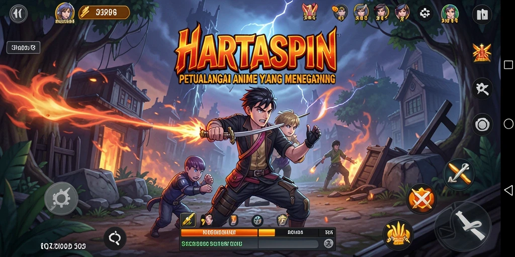 Screenshot HARTASPIN menampilkan aksi seru dalam pertempuran Anime.