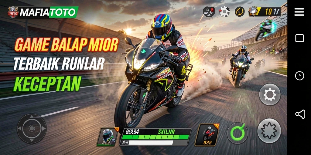 Tampilan gameplay MAFIATOTO saat berlomba di lintasan balap yang menantang.