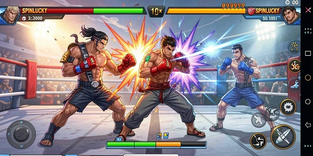 Gameplay SPINLUCKY yang intens dan seru dalam aksi Fighting.