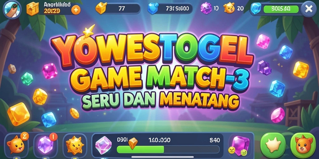 Tampilan gameplay seru YOWESTOGEL dengan elemen Match-3.